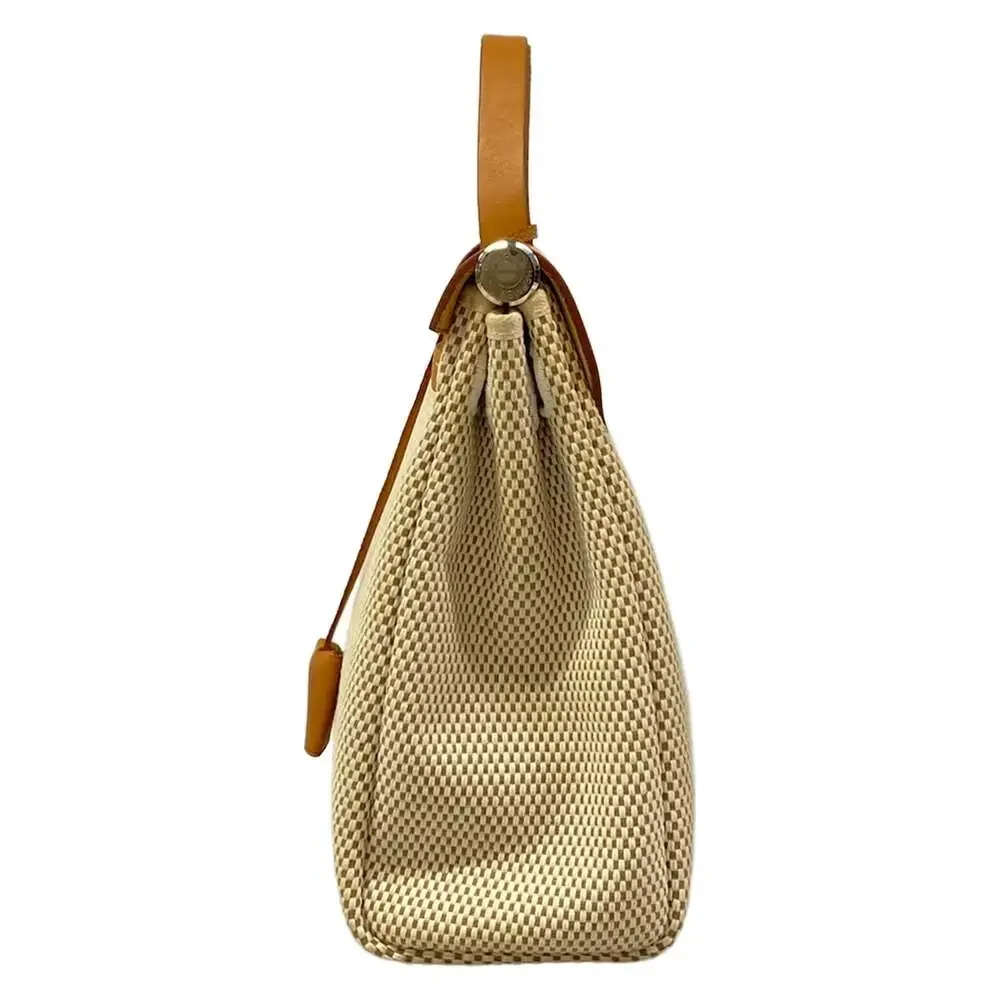 Hermès Herbag PM Handbag Cream Brown Toile GM Leather